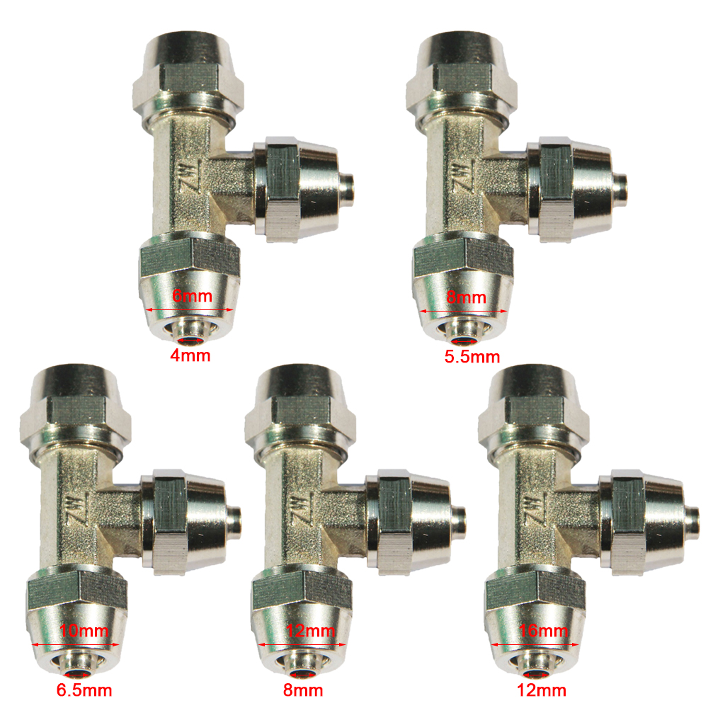 Baoblaze Khớp Nối Khí Hình Chữ T Bằng Đồng Đặc Đầu Nối Ống Nối Phát Hành Nhanh Chóng Chủ Đề
