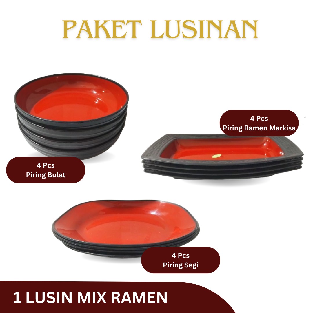 12PCS PROMO Set Piring Ramen – Piring Bulat / Piring Segi / Piring Segi ...