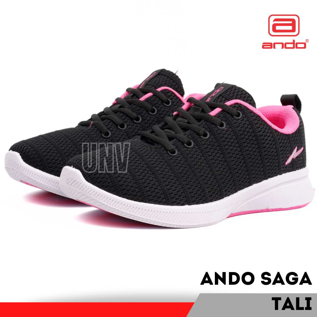 Sepatu Sekolah Anak Perempuan Laki Ando Elsie Sneakers Anak Wanita Dewasa  SD SMP SMA Casual Pink Putih hitam Polos
