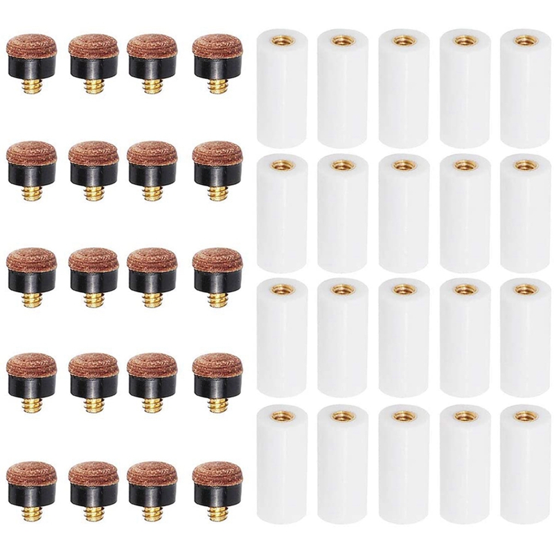 18Pcs 12mm Pool Cue Tips Replacement Set - 12 Screw-On Tips & 6 Ferrules For Billiard Cues