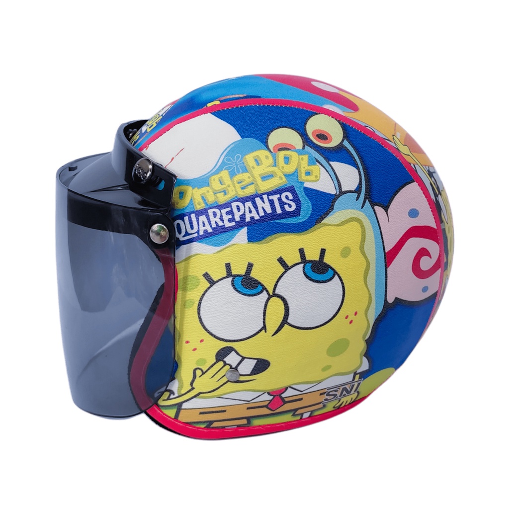 Helm Bogo Retro Anak Polos Usia 2 3 4 5 6 Tahun Cowok Perempuan Full