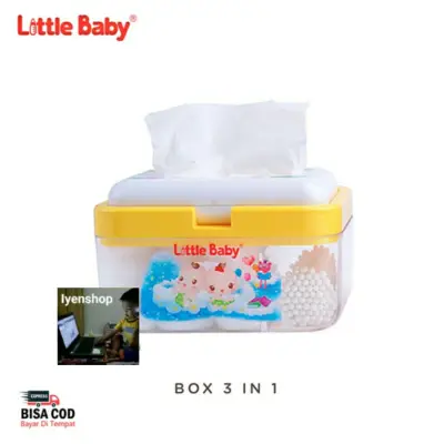 Little Baby Box 3 In 1 ANTI PECAH Tissue + Kapas + Cotton Bud