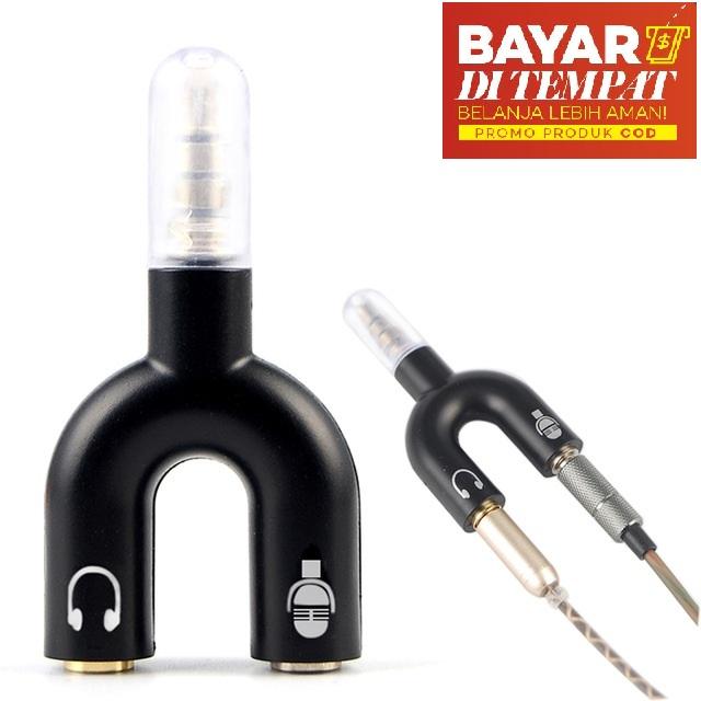 Kabel Splitter Spliter Audio Cable 3.5mm Male To 3.5mm Microphone & Headphone