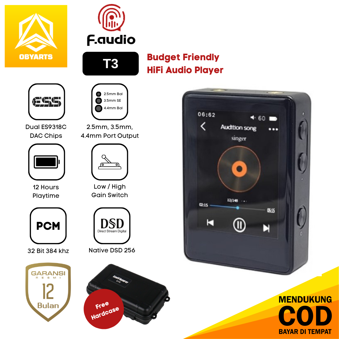 F.Audio T3 DAP Touch Screen Bluetooth v5.0 Dual ES9318C Balanced 