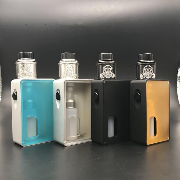 Armageddon Squonk Mechanical Box Mod + Apocalypse RDA Kit Vape Vapor  Kemasan Termasuk 1 X Squonk Box Mod 1 X Pin 510 2 X Baut 3 X O-Ring Berat  116G Dimensi 48Mm