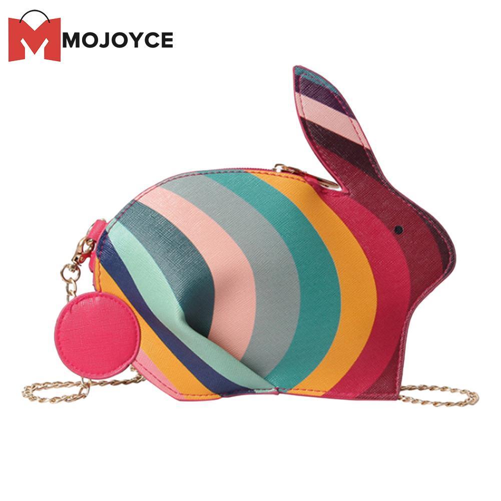 Mojoyce Kelinci Warna-warni Bentuk Kulit PU Wanita Rantai Messenger Tas Genggam Selempang