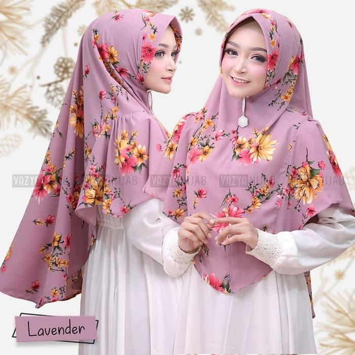 LAGI DISKON !! Hijab Khimar Motif Printing Soraya / Tsuraya by Vazya Hijab Best Seller Diskon Muslimah Fashion Promo Wanita Hijab Jilbab Ramadhan