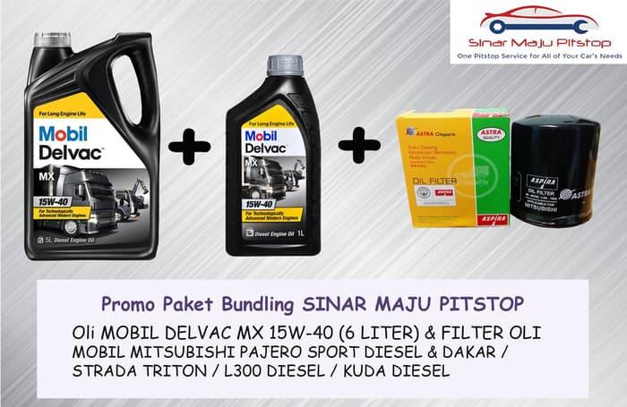 Paket Oli 6 L MOBIL DELVAC MX 15W-40 & FILTER MITSUBISHI L300 DIESEL