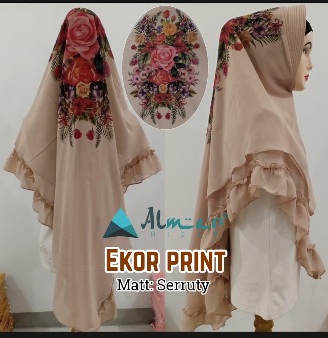 Hijab Khimar Syari Jilbab Khimar Syari Kerudung Khimar Syari Instan Panjang Terbaru bahan Ceruty Dua layer Rampel Motif Bunga Printing