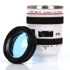 Caniam Lensa Kamera Coffee Cup, TRAVEL MUG-Kamera EOS 24-105mm Model Stainless 400 Ml Thermos (Putih)