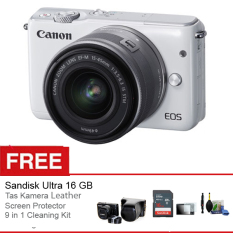 Canon EOS M10 Kit 15-45mm - 18MP - WIFI - Putih + Gratis Aksessories Kamera
