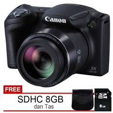 Canon Powershot SX410 IS - 20MP - Hitam + Free SDHC 8GB dan Tas