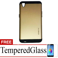 Case Slim Armor Hard Protective For Oppo F1 Plus + Tempered Glass- Gold