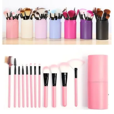 Make Up Brush Set 12 pcs 12pc in tube/ kuas rias makeup tabung 12pcs