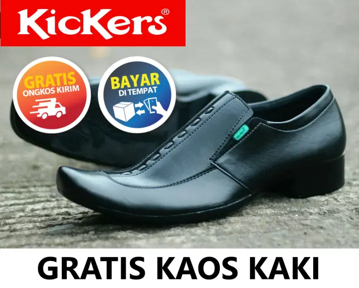 Sepatu Pantofel Pria Kulit Asli Kickers Sersa Mj Formal Kerja Kantoran Slop Casual Free Kaos Kaki Lazada Indonesia