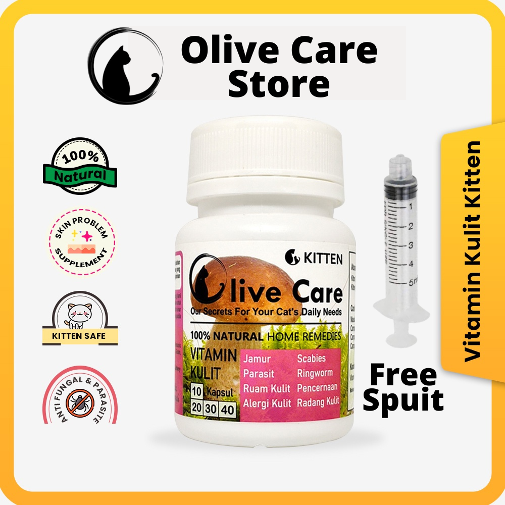 VITAMIN KUCING KULIT KITTEN Olive Care Jamur Parasit Scabies Ringworm