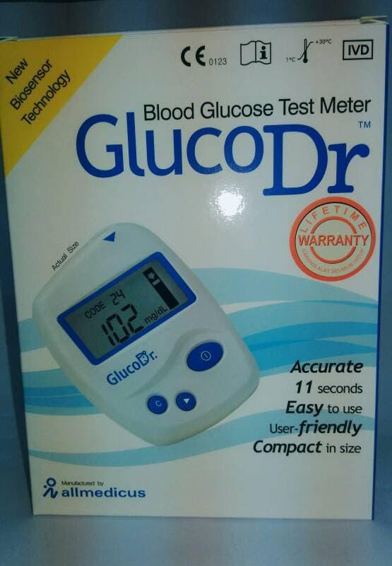 Alat Cek Gula Darah Gluco Dr + 25 Test Strip Lengkap