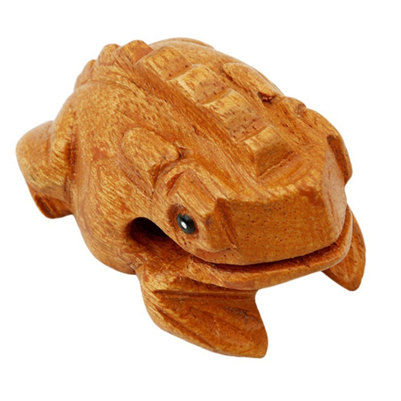 Cozinest Extra Large 9" Wood Frog Guiro Rasp Percussion Instrument Tone Block Wooden Good Luck Frog Animal Shaped Figurine Handcraft Musical Instruments From Thailand Home Office Decoration (Brown