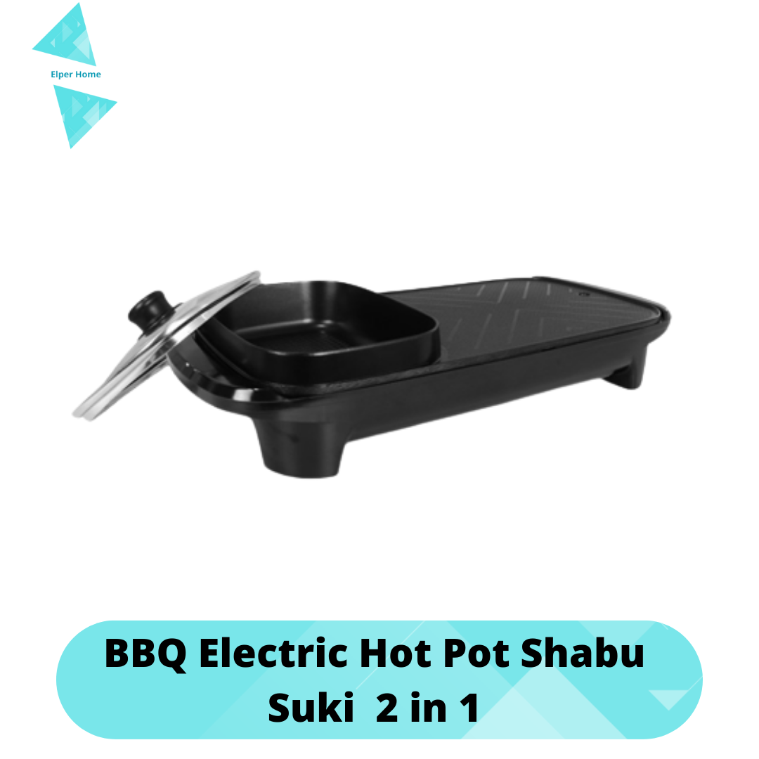 BBQ Electric Hot Pot Shabu Suki Grill Hotpot Elektrik 2 In 1/panggangan ...