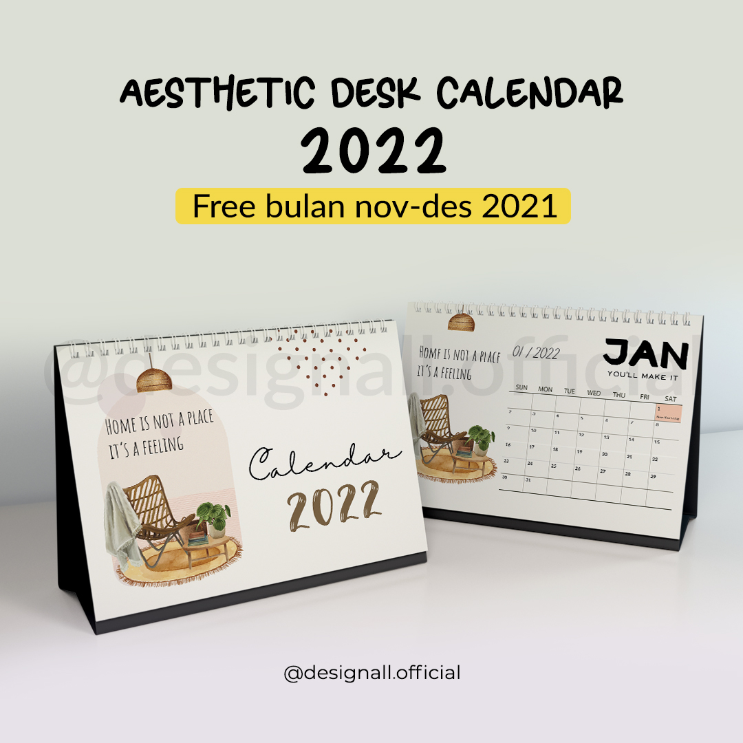 Designall Kalender Meja / Kalender Duduk Aesthetic Tahun 2022 Spiral HW ...