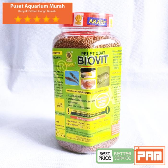 Pelet Obat Akari Biovit 350gr Pakan Ikan Sakit Stres Biofit Murah