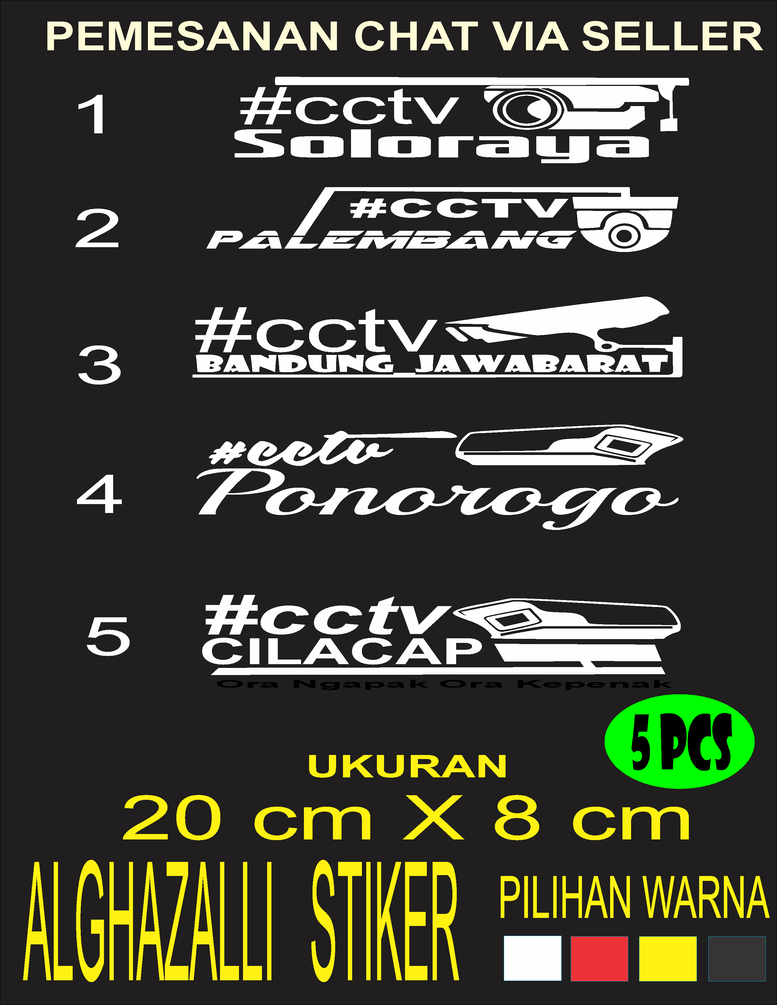 Stiker CCTV Stiker Mobil Kaca Body Pintu Samping Mobil Custom Nama Daerah Kota Dapat Diganti II Lazada Indonesia