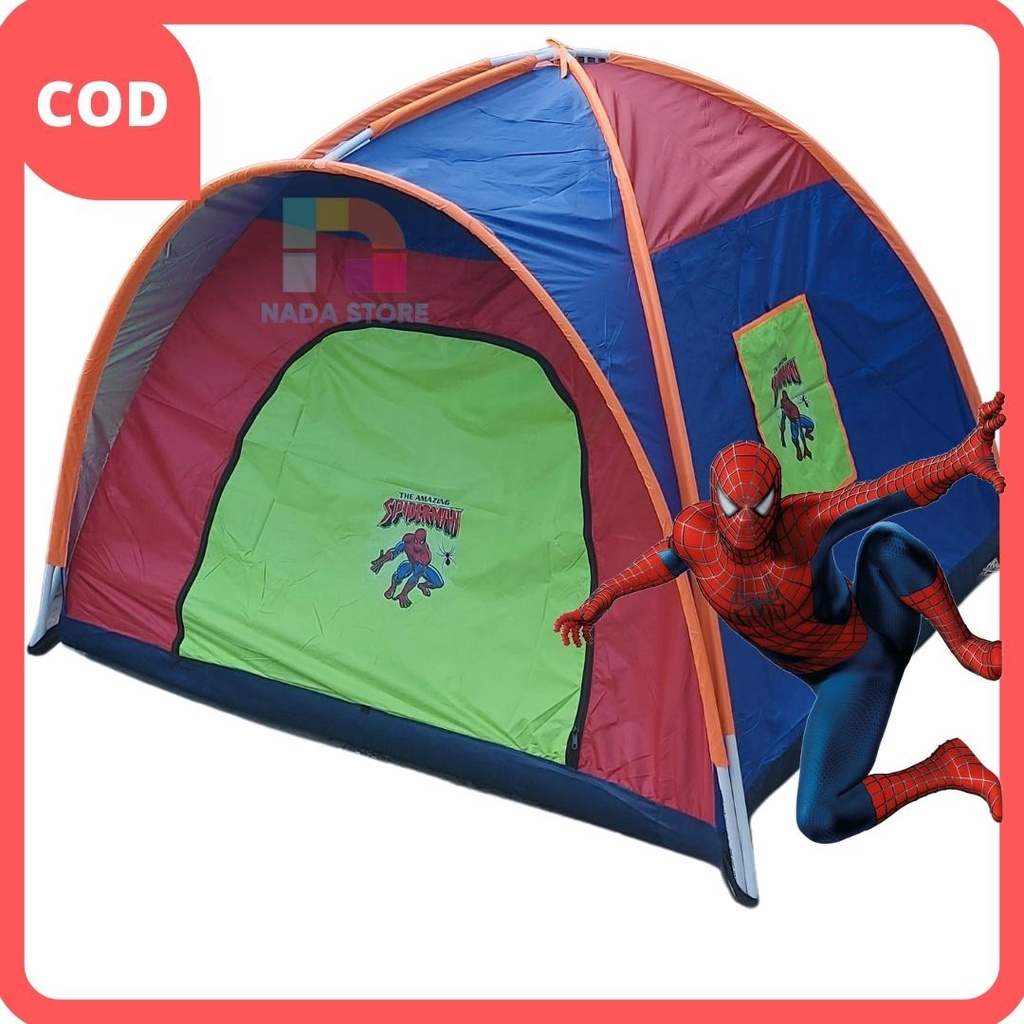 Tenda anak karakter spiderman uk,100cm, 120cm, 140cm, tenda mainan anak, frame  pipa pvc, mainan outdoor