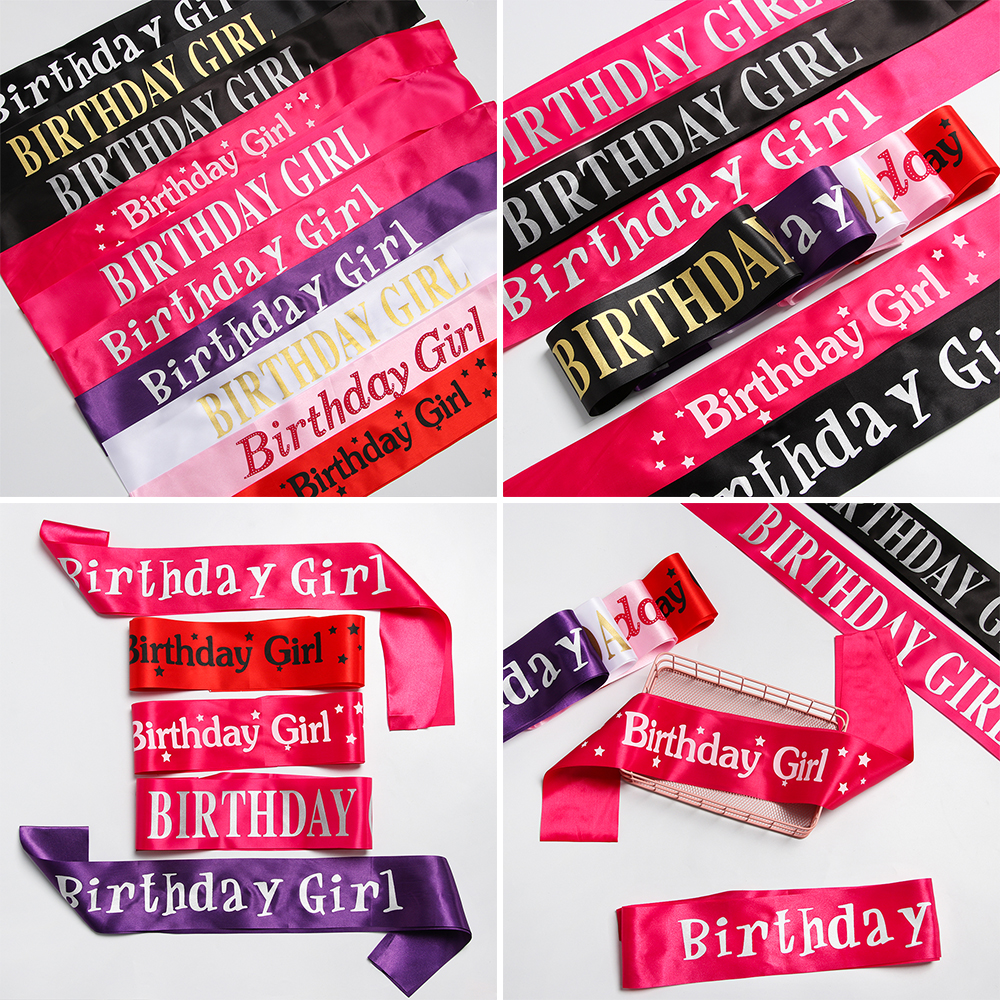 IQY Fashion Party Decoration Glitter Gifts Birthday Girl Shoulder Girdle Satin Sash Ribbons