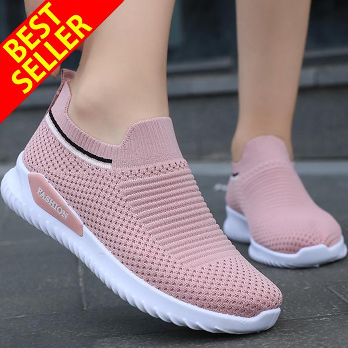 QINGSHUI Sepatu sneaker wanita,sepatu slip-on, sepatu lari wanita kaus kaki,sepatu yang nyaman