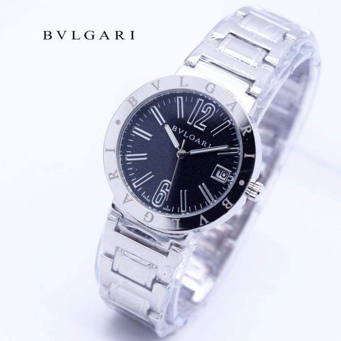 Jam Tangan Wanita / Cewek Bvlgari Date Rantai Silver Black / Jam Tangan Trendy / Jam Tangan Automatic / Jam Tangan Terbaru / Jam Tangan Elegan / Jam Tangan Diskon / Jam Tangan Termurah / Jam Tangan Korea