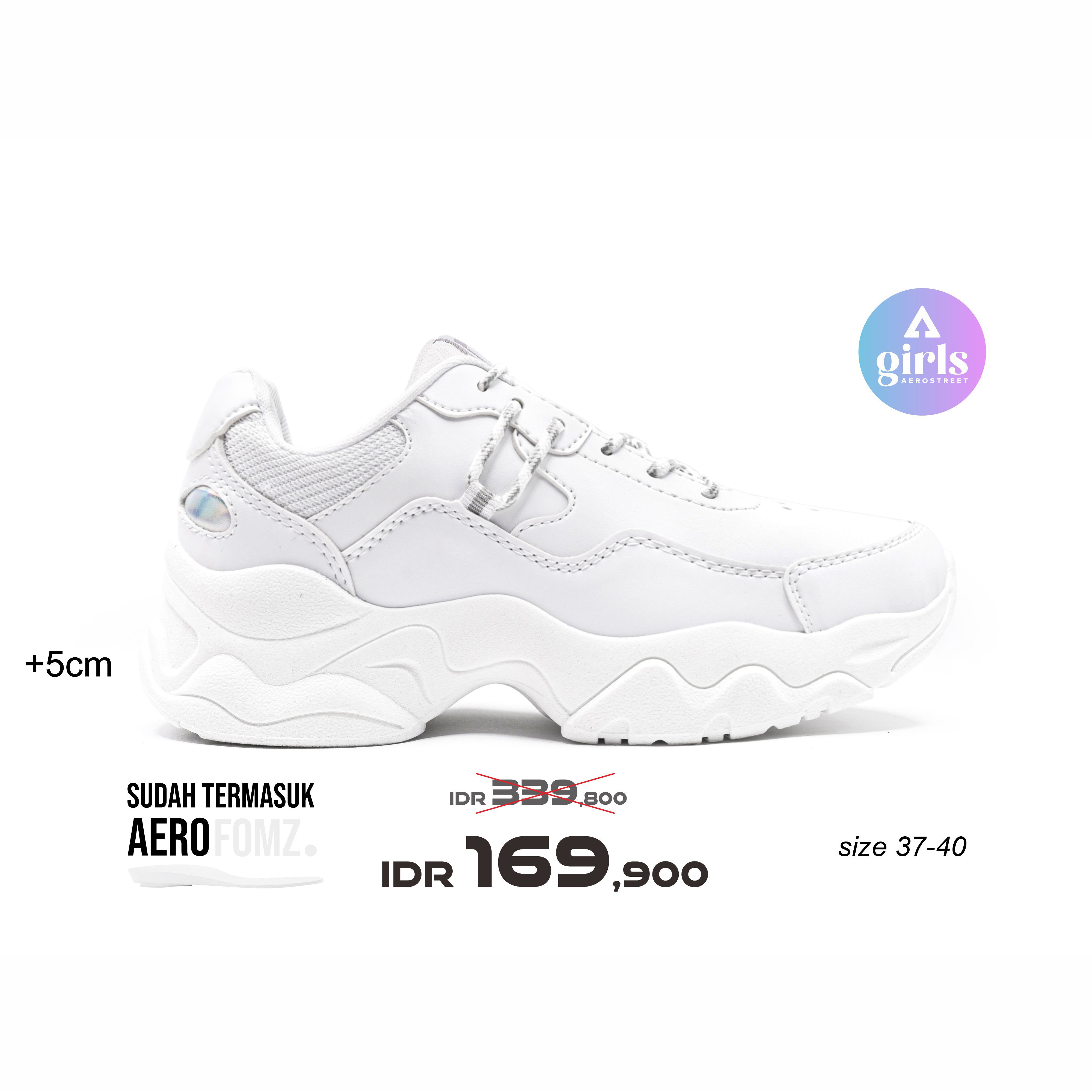 Aerostreet 37-40 Aurora Putih Putih Sepatu Sneakers Wanita