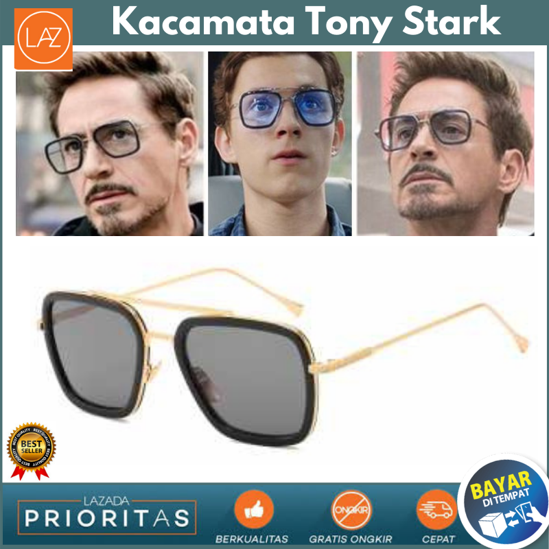 BISA COD Kacamata Tony Stark Steampunk HD Polarized Sunglasses Keren Desain Merek Terkenal