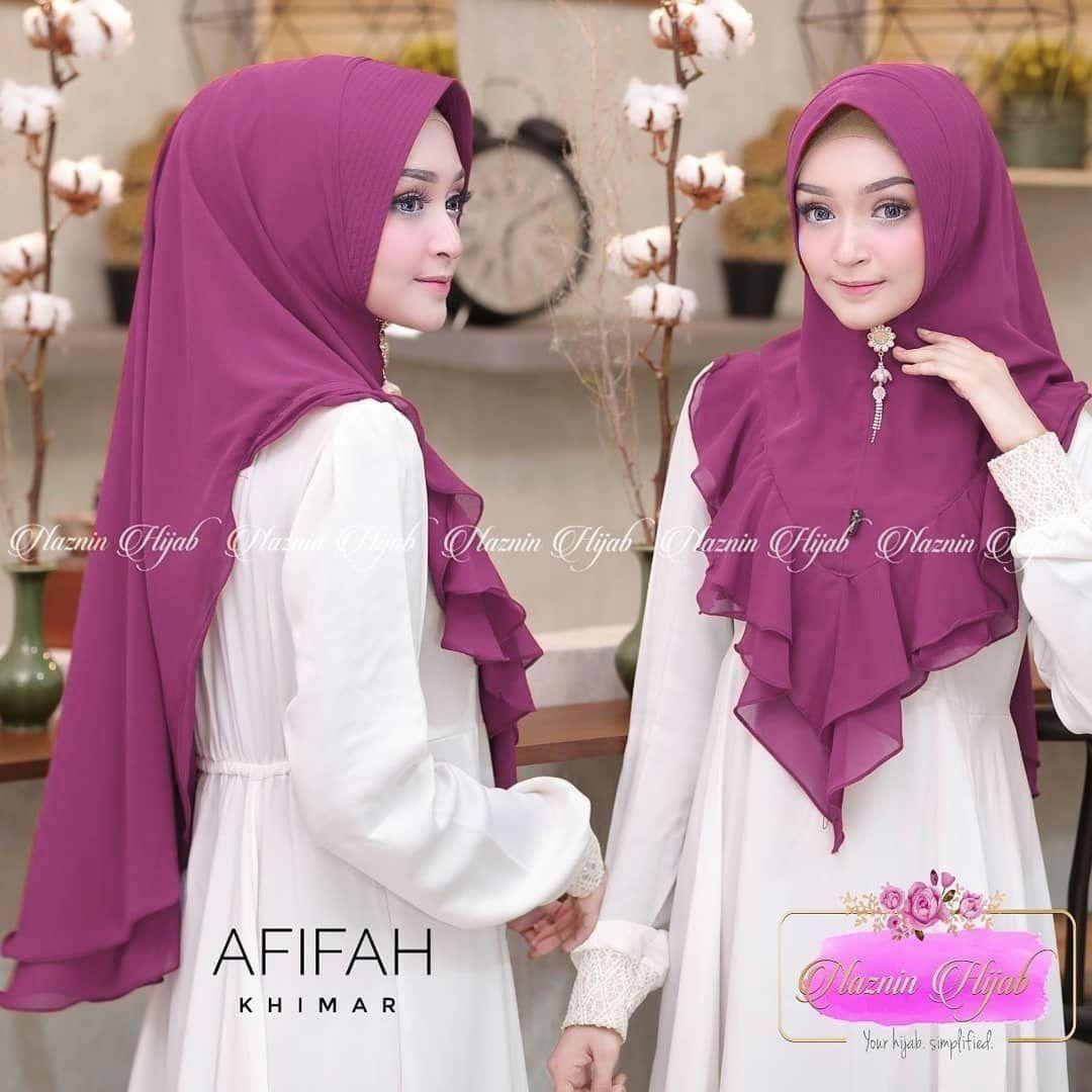 Jilbab Khimar Afifah Purple khimar oneto / hijab terbaru / muslim wanita / jilbab instan murah