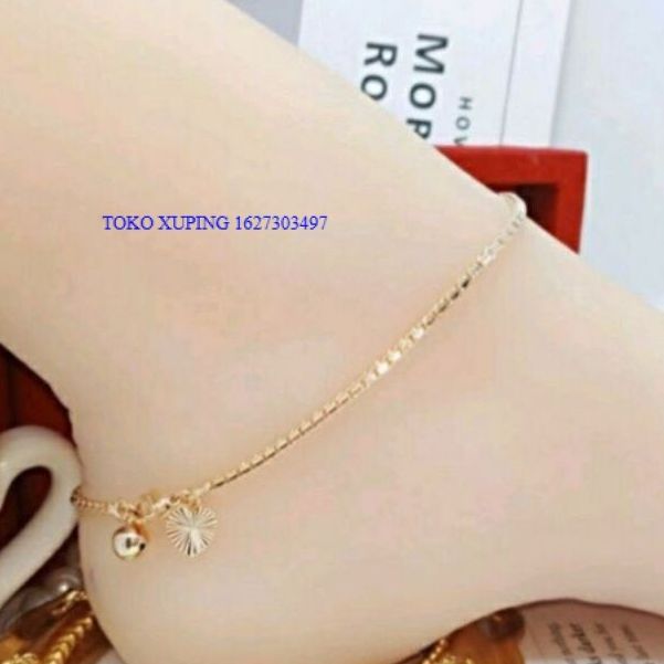 COD Perhiasan Terbaru Gelang Kaki Dewasa Lapis Emas 24K Anti Karat