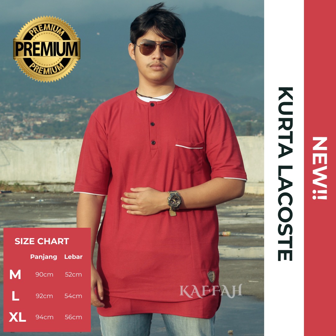 BAJU KOKO QURTA LACOSTE SLIM PRIA 