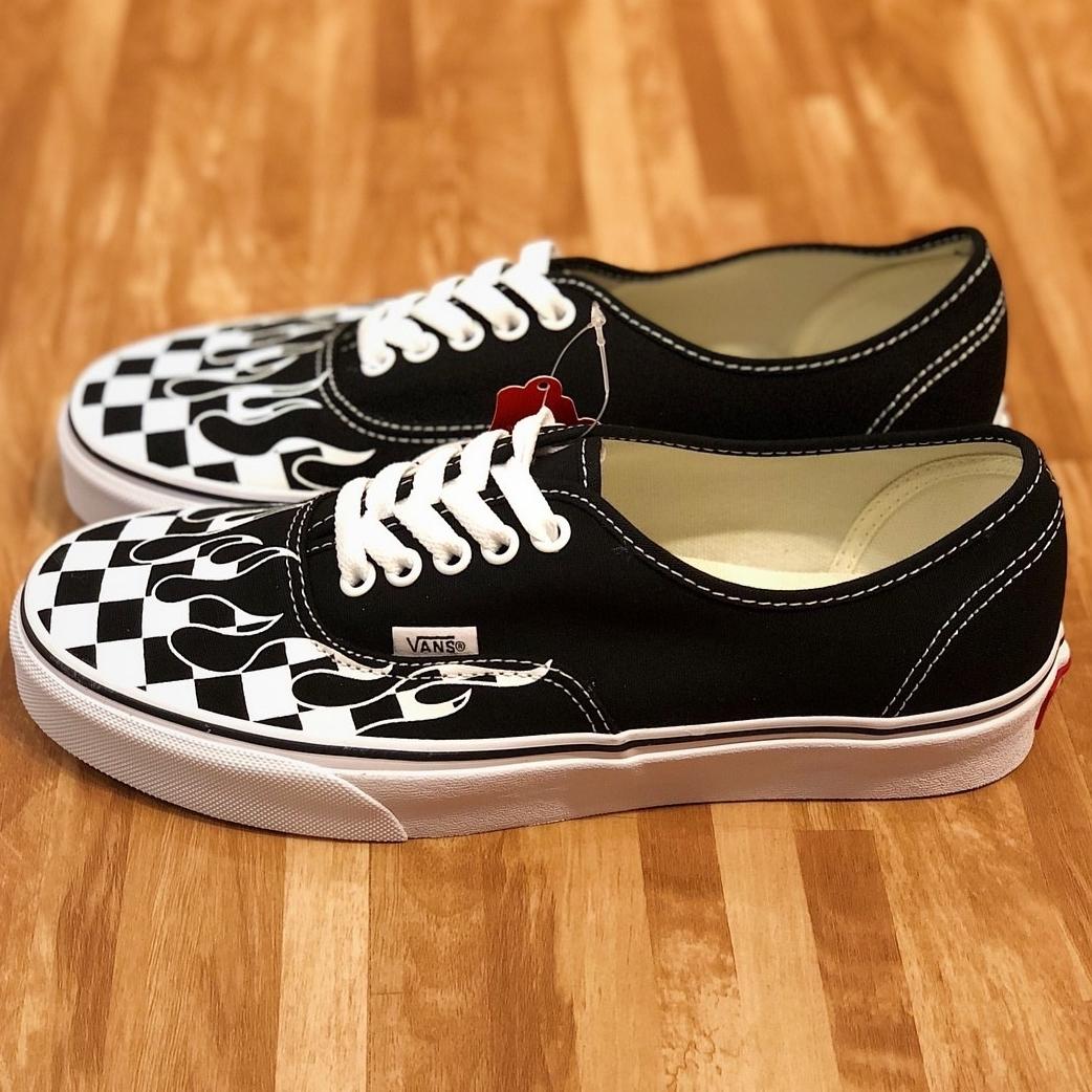 flame checkerboard vans