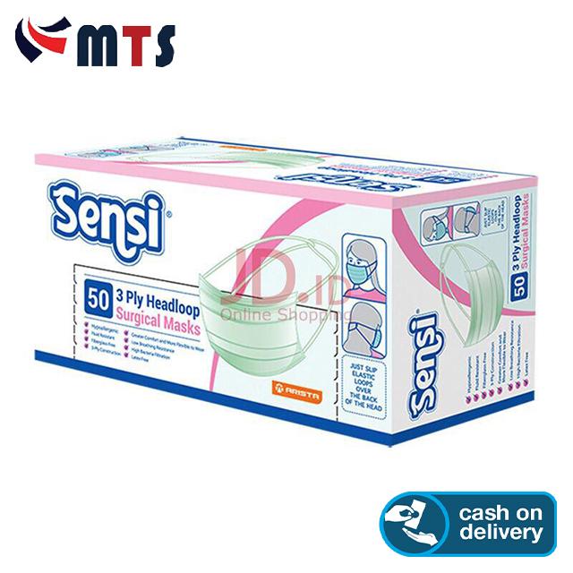 COD - SENSI MASKER KARET 3 PLY HEADLOOP JILBAB ISI 50 PCS HEAD LOOP HIJAB