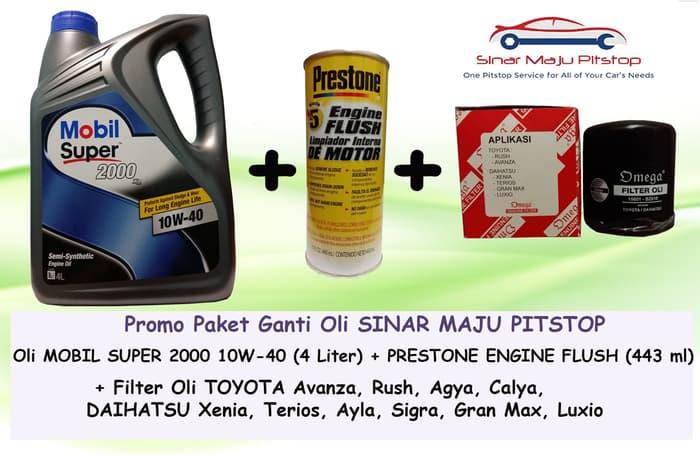 Paket Oli DAIHATSU XENIA & TERIOS - MOBIL SUPER 10W-40 & Filter Flush