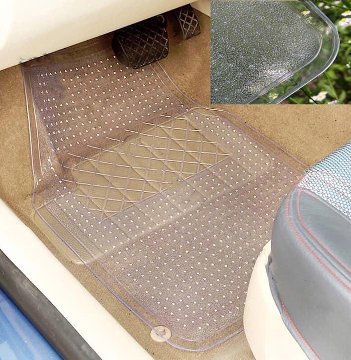 Karpet Mobil Transparan Bening Tipis Universal Murah 1 Set 4 pcs - Karpet Dasar Mobil Bisa Untuk Xenia, Avanza, Calya, Sigra, Terios, Ertiga, Grand Livina, Innova, Yaris, Jazz Dll / Karpet Mobil Bening Universal / Karpet Mobil Karet Warna Putih Transparan