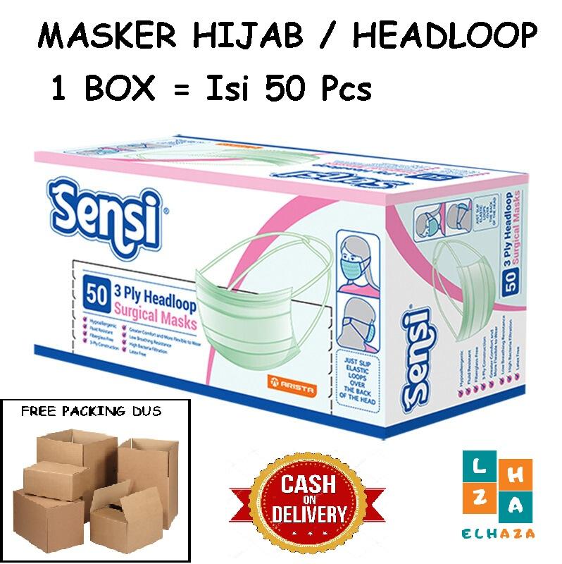 PREMIUM Sensi Masker HEADLOOP 3 ply untuk HIJAB JILBAB