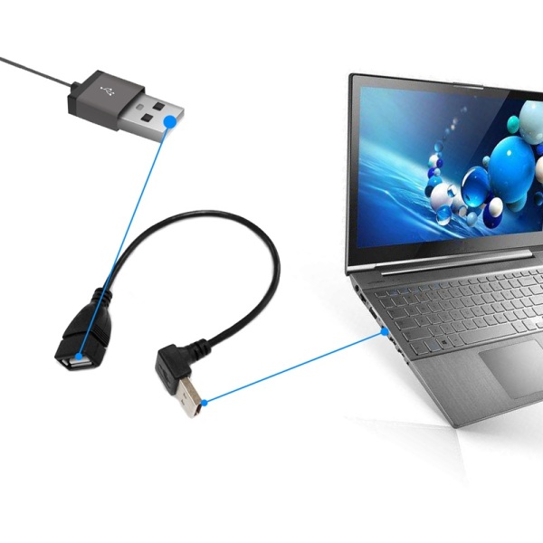USB2.0 male to female extension cable 25CM 90 degree elbow extension line A male to A mother