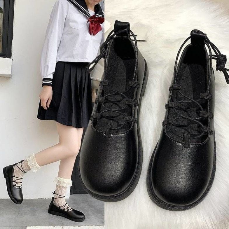 QQU Trang Phục Hóa Trang Thủy Thủ Bé Gái Học Viện Anime Học Sinh Trung Học Ăn Mặc Đồng Phục Jk Nhật Bản Bằng Da Nhỏ Giày Lolita Phong Cách Đại Học Mary Jane Sinh Viên Người Anh SQ0257 giá rẻ