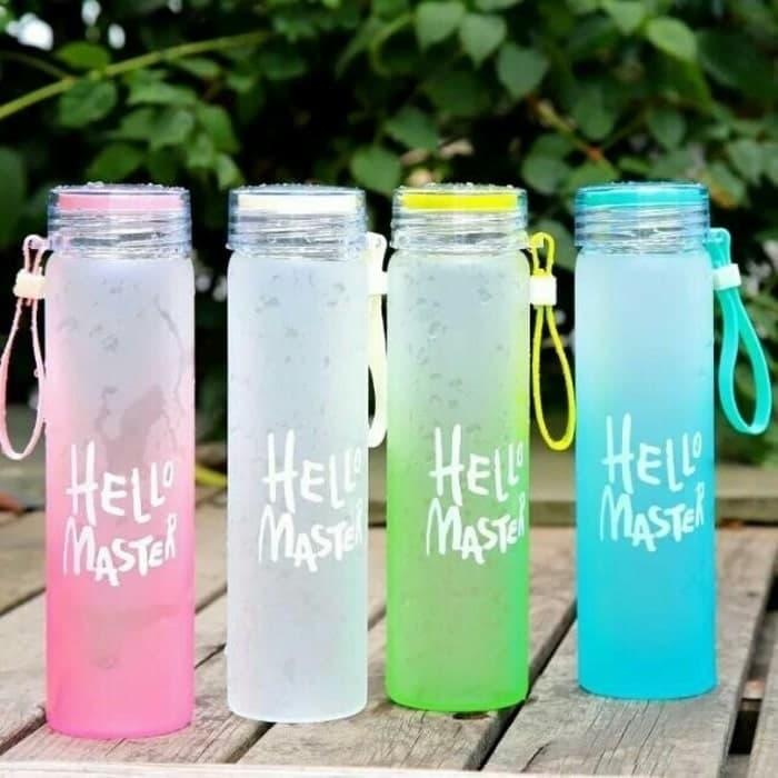 Botol Minum Kaca Hello Master + Pouch Busa B72 500ml / Hello Master Kaca