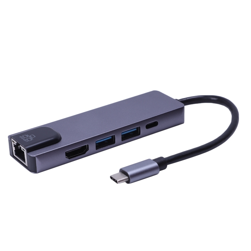 Bảng giá 5 in 1 USB Type C Hub Hdmi 4K USB C Hub to Gigabit Ethernet Rj45 Lan Adapter for Macbook Pro Thunderbolt 3 USB-C Charger Port Phong Vũ