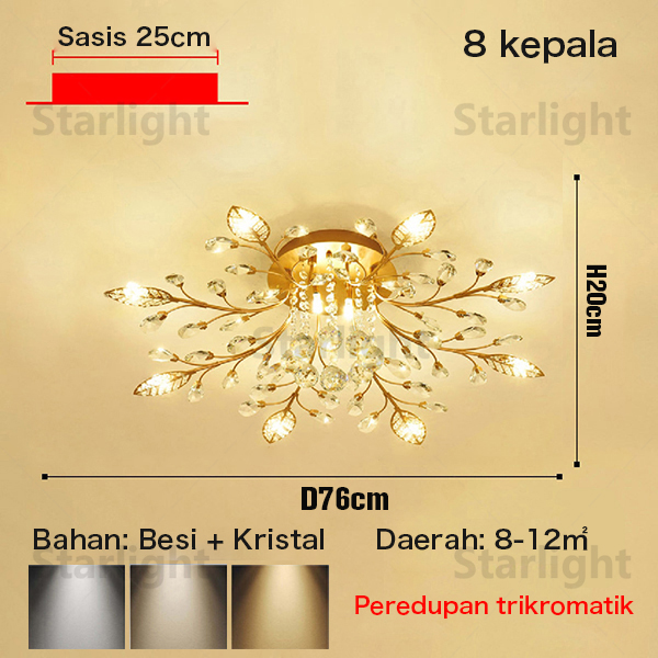 （Satu tahun jaminan）Lampu Plafon Kristal, lampu kamar tidur, lampu