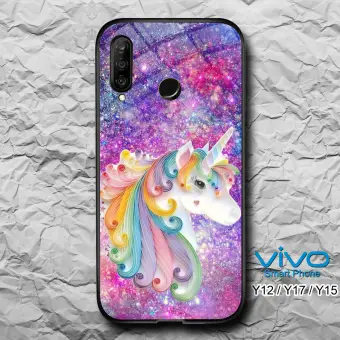 Casing Hp Softcase Vivo Y12 Y12i Y15 Y17 Glass Kaca Unicorn Ic15 Case Vivo Y12 Kesing