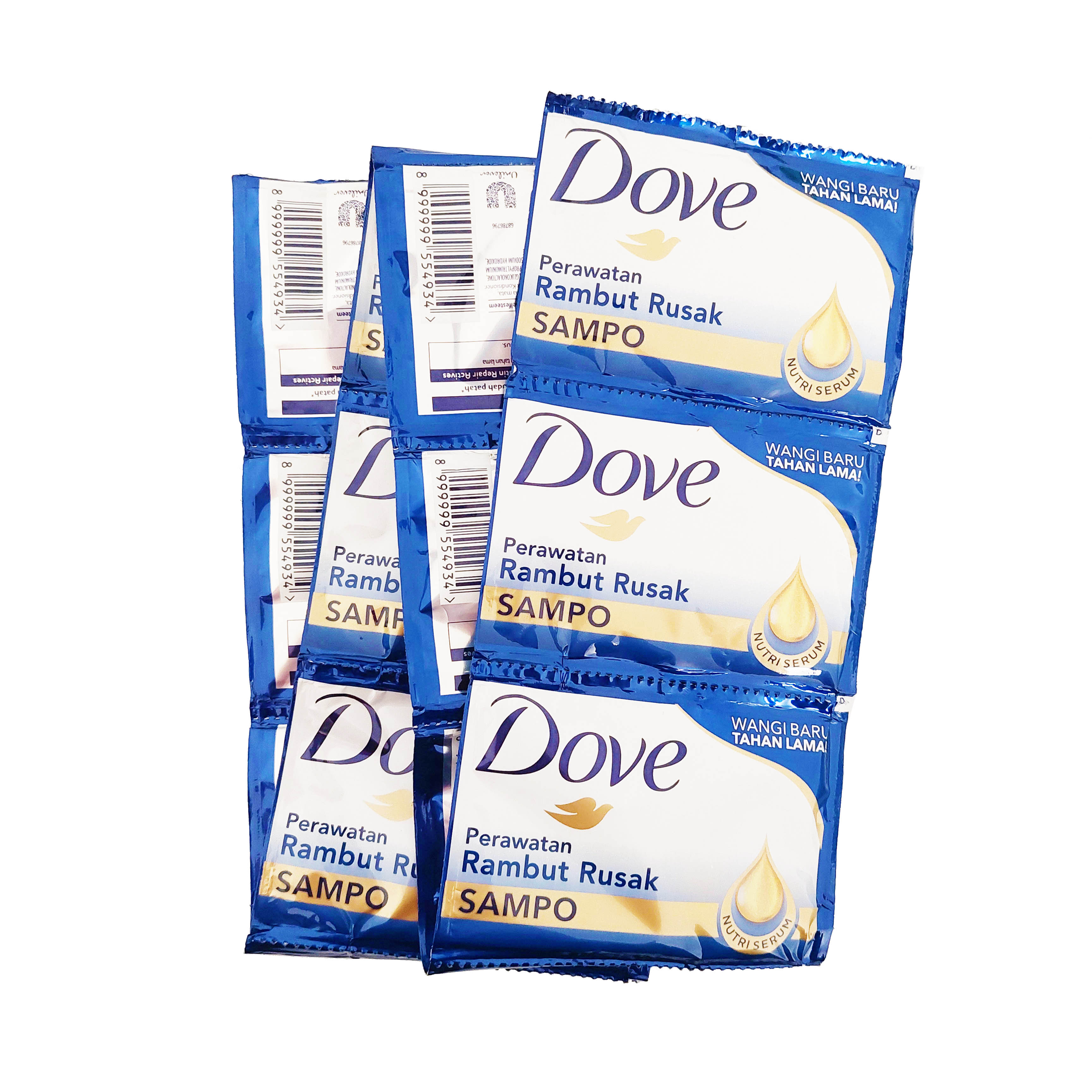 DOVE Biru Shampo Sachet isi 12 x 9 ml Perawatan Rambut Rusak Lazada
