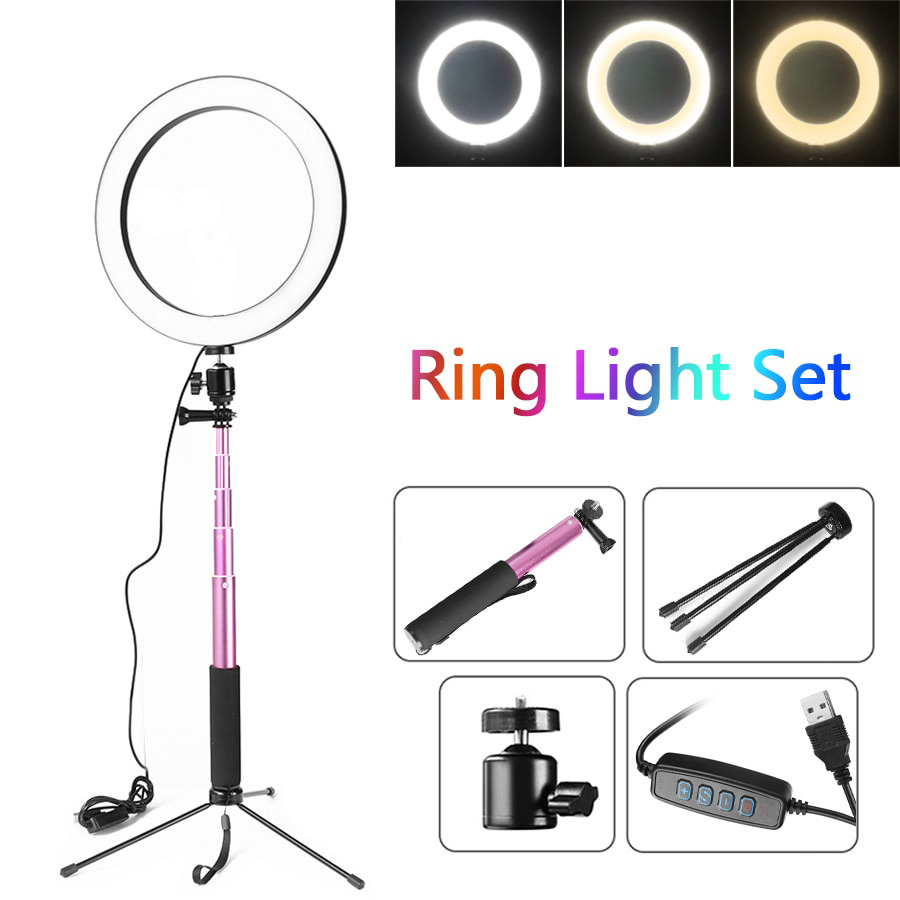 Lampu Selfie Tripod Lampu LED Ring Kamera TaffSTUDIO Lampu