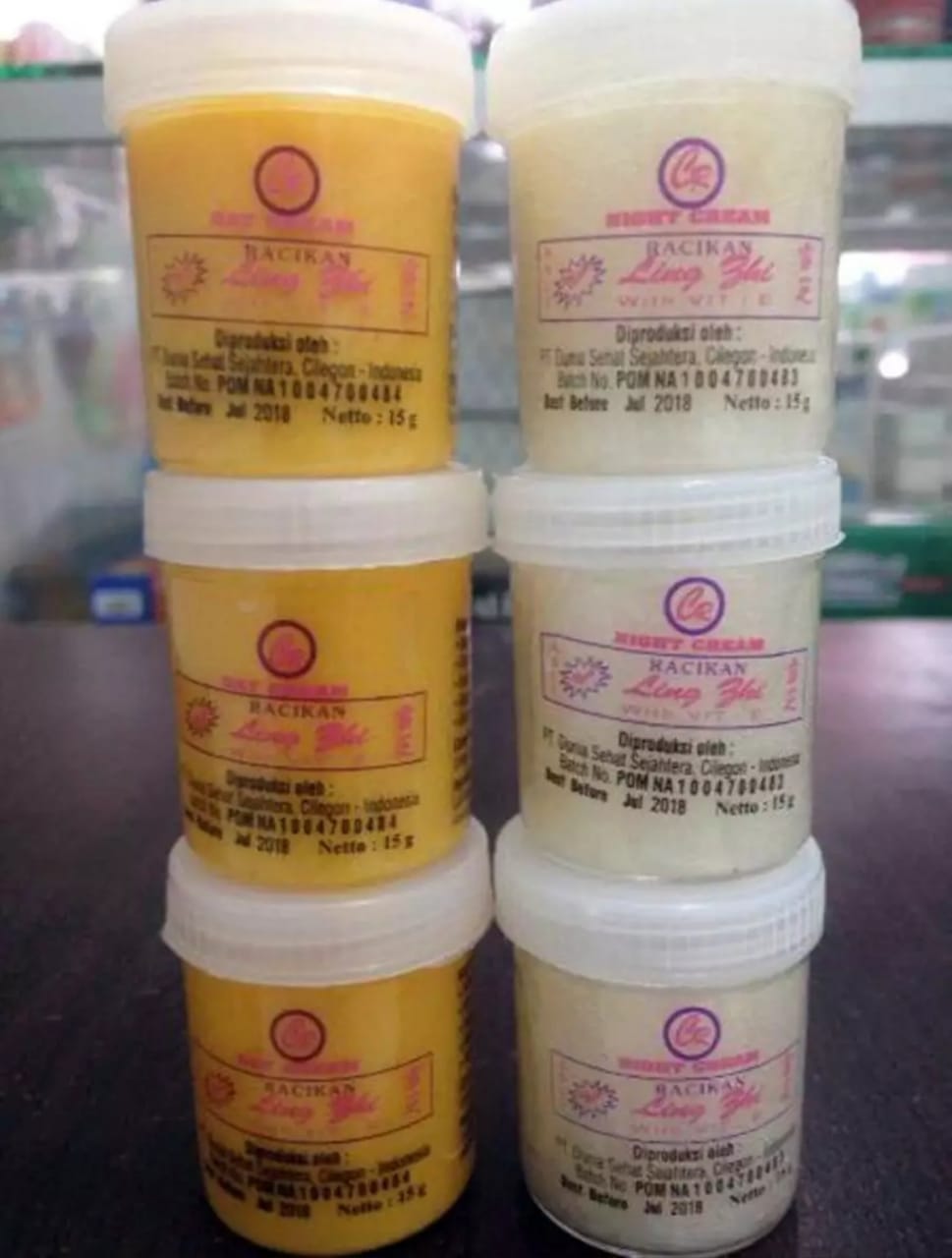 NN Cream Ling Zhi Original Racikan & Vit E Asli Pemutih Wajah Day and Night / Krim Siang + Malam - 6 Pcs