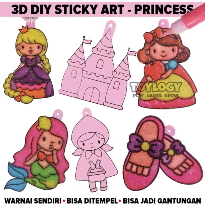 👍☑️✔️✓ Mainan Edukasi Anak 3D DIY Sticky Window Art Princess 